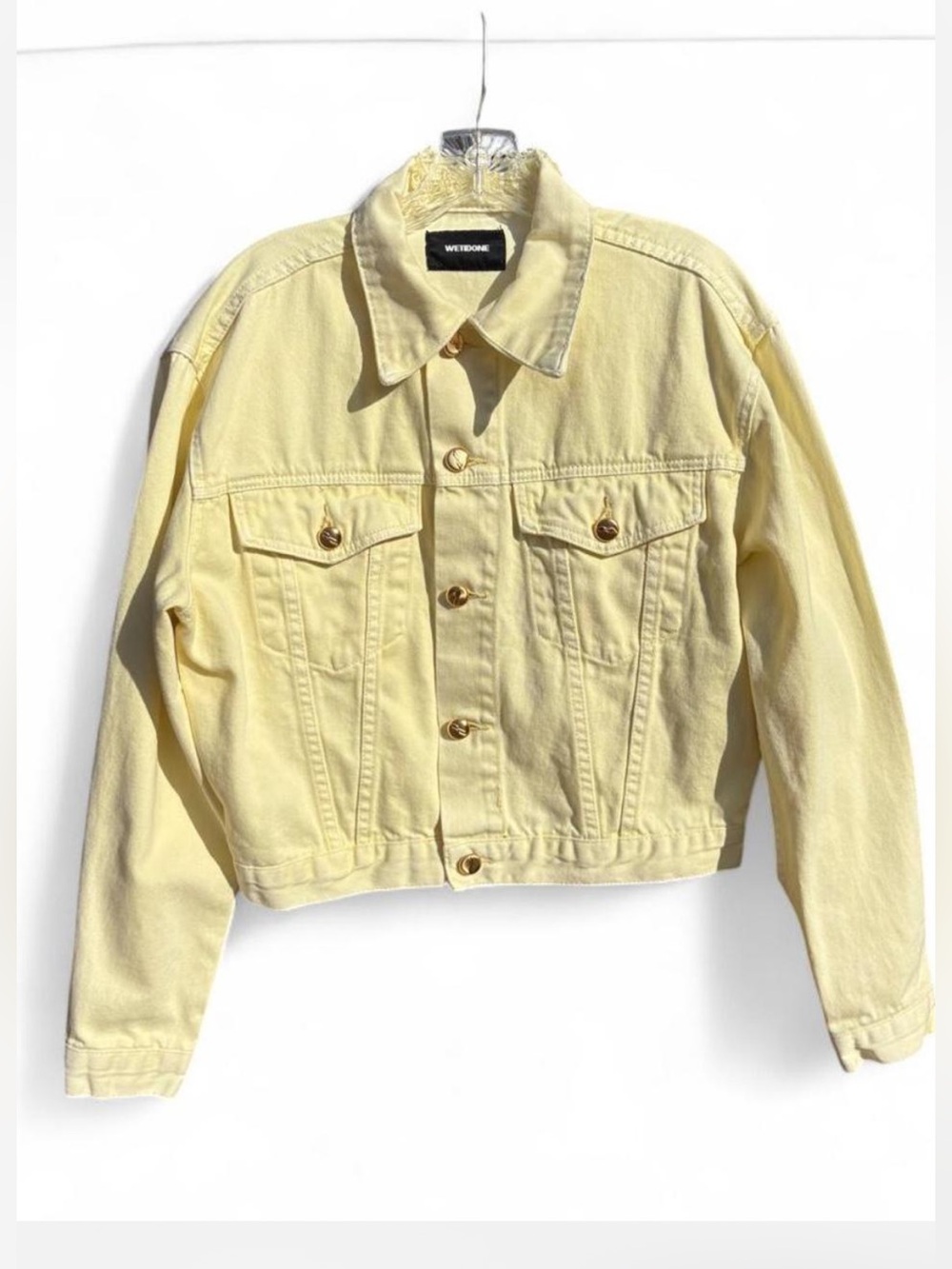 We11done
Basic Short Denim Jacket in a soft lemon yellow hue